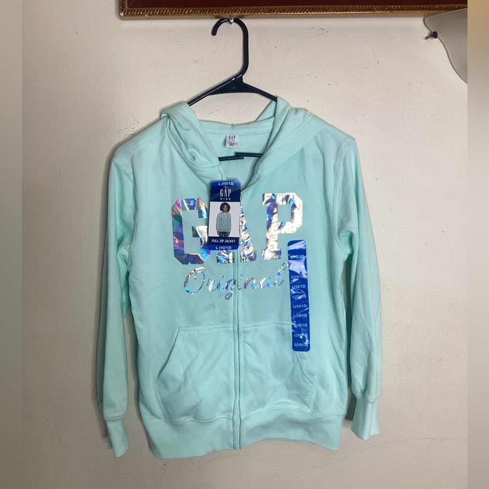 Gap Kids Full Zip French Terry Jacket Green Size L 10-12